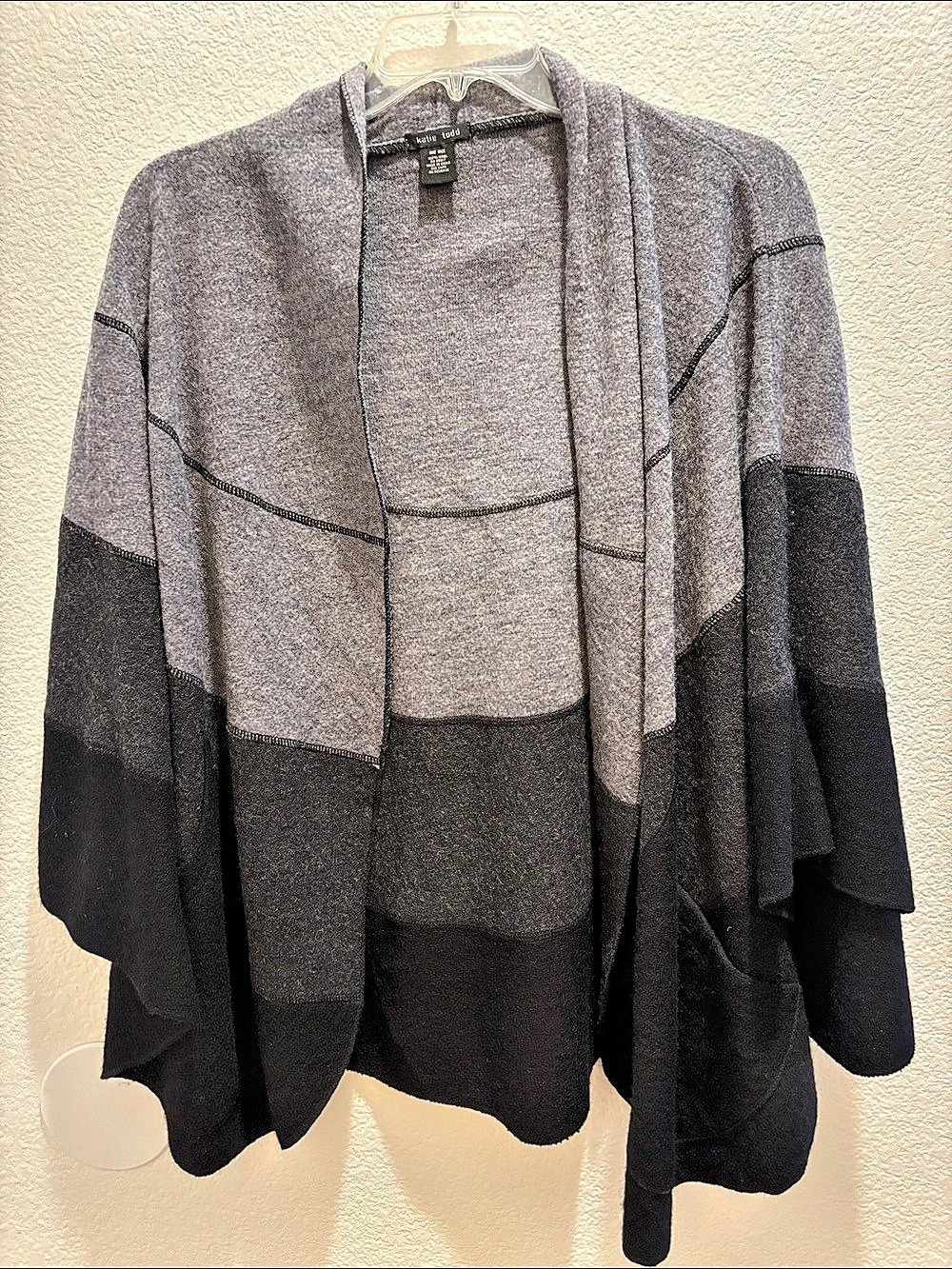 kate spade Color Block Wool Cardigan Gray & Black, one size fits all